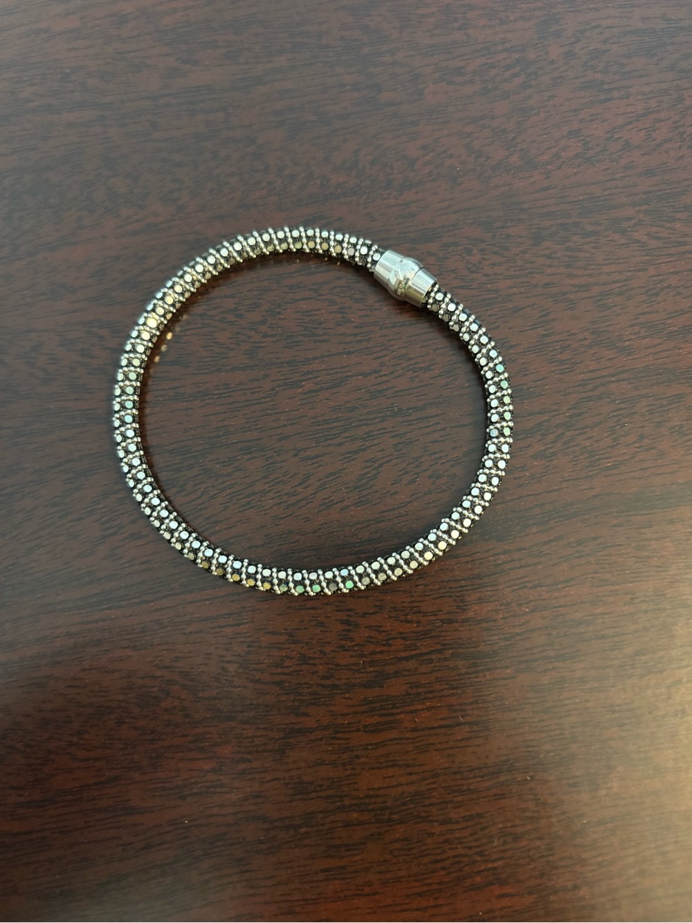 QVC Silver-Tone Crystal Mesh Bracelet